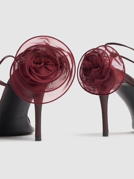 90mm Flower leather sandals