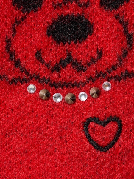 Wool knit vest w/ bear and crystals