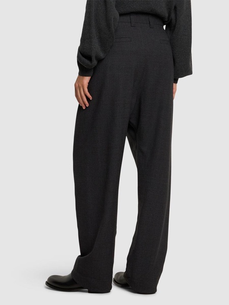 Tailored soft wool wide leg pants