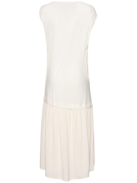 Crepe de chine & taffeta midi dress