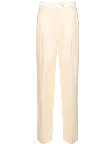 Printed jacquard high rise wide pants