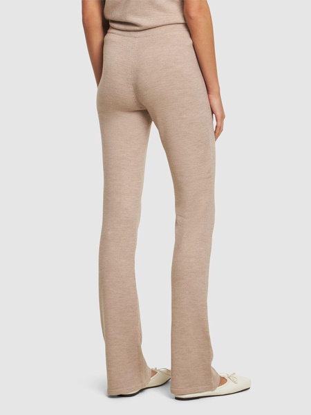 Wool blend knit straight pants