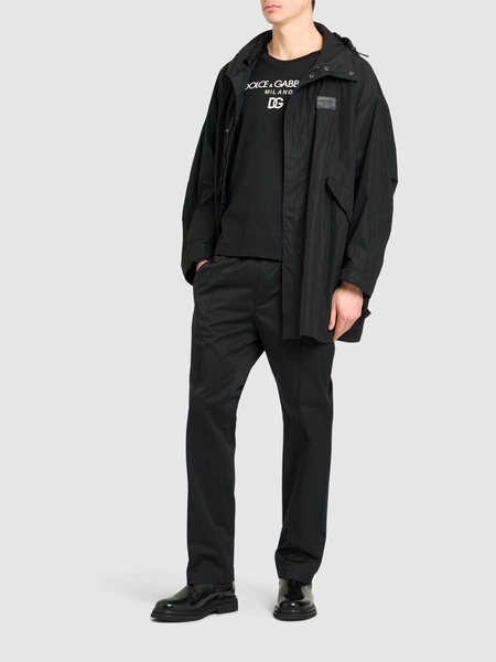 Logo plaque hooded parka