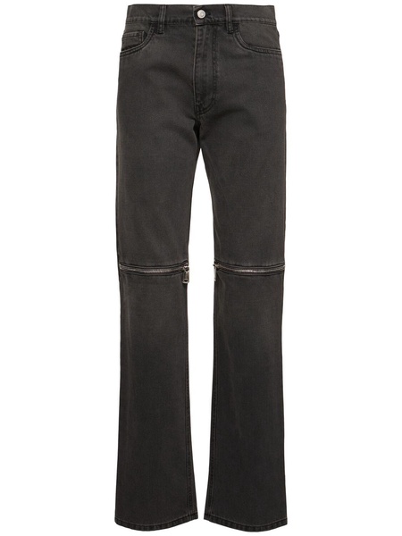 Knee-zip denim pants