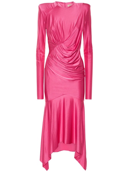 Asymmetric viscose jersey midi dress