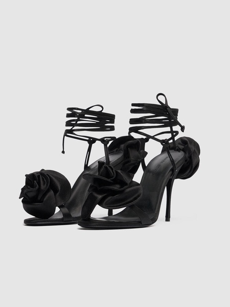 105mm Flower satin sandals