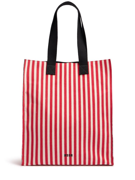 Striped canvas shopping bag