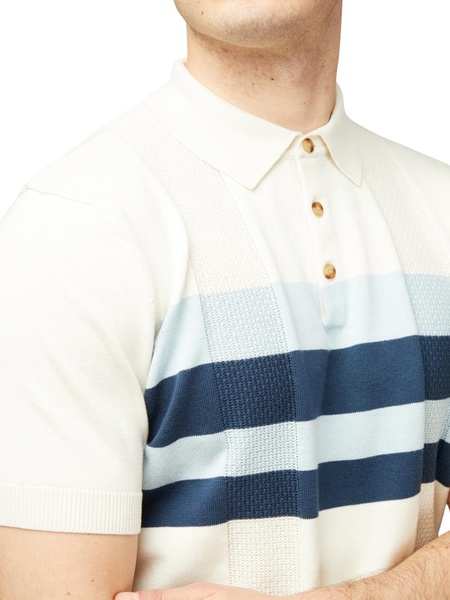 Men's Regular-Fit Textured-Knit Stripe Polo Shirt 