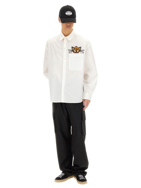 COTTON POPLIN "HAPPY TIGER" CASUAL SHIRT
