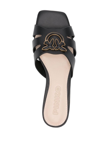 Black leather 'Marli' slippers