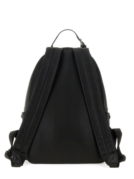 Black Unisex Backpack In Polyurethane With Adjustable Straps