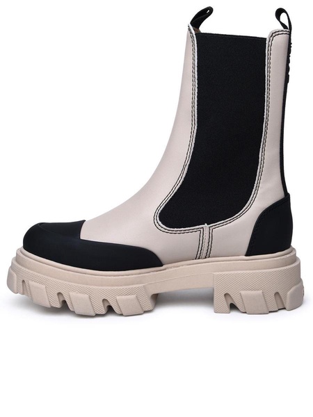 Ganni Beige Leather Ankle Boots Women