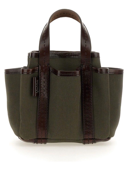 CANVAS AND LEATHER MINI GIARDINIERA TOTE BAG
