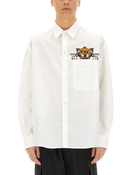 COTTON POPLIN "HAPPY TIGER" CASUAL SHIRT