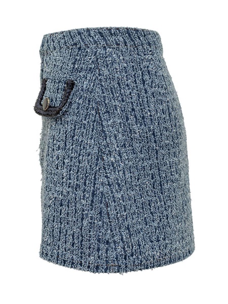 Self-Portrait Mini Textured Denim Skirt