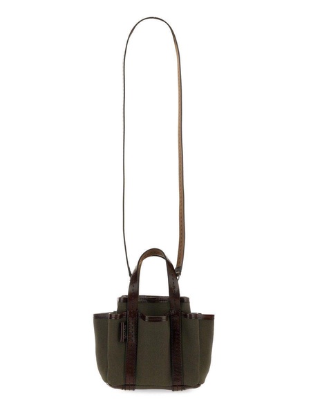 CANVAS AND LEATHER MINI GIARDINIERA TOTE BAG