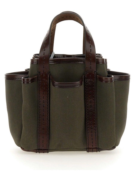 CANVAS AND LEATHER MINI GIARDINIERA TOTE BAG