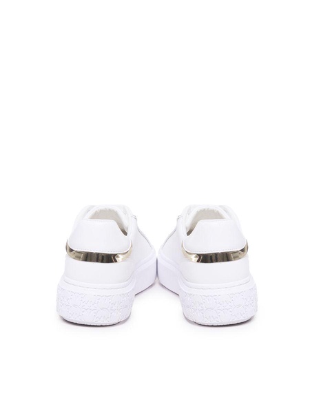 White Low Top Sneakers with Love Birds Diamond Cut in Leather Woman