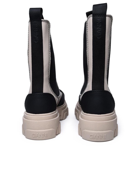 Ganni Beige Leather Ankle Boots Women