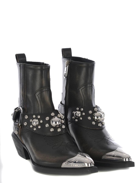Tex Distressed Cowboy Ankle Boots Pinko