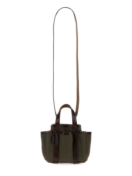 CANVAS AND LEATHER MINI GIARDINIERA TOTE BAG