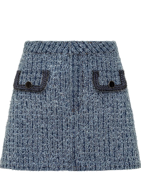 Self-Portrait Mini Textured Denim Skirt