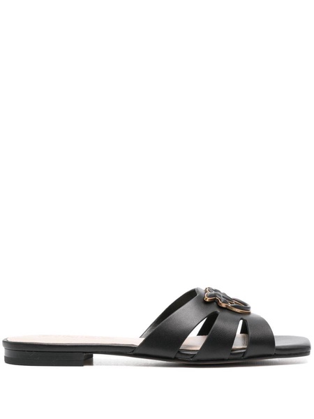 Black leather 'Marli' slippers
