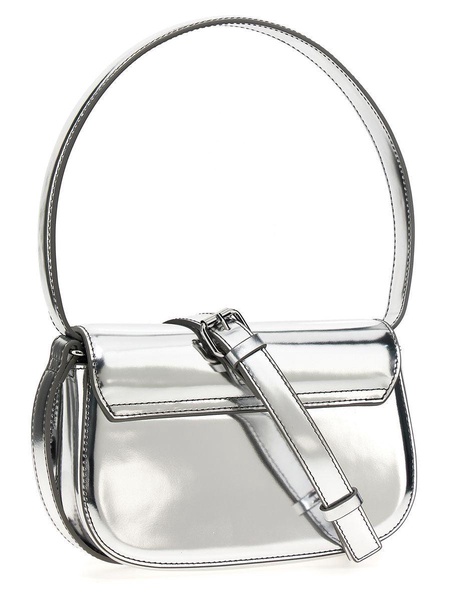 Metallic Silver Shoulder Bag 1Dr Compact With Adjustable Strap