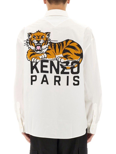 COTTON POPLIN "HAPPY TIGER" CASUAL SHIRT