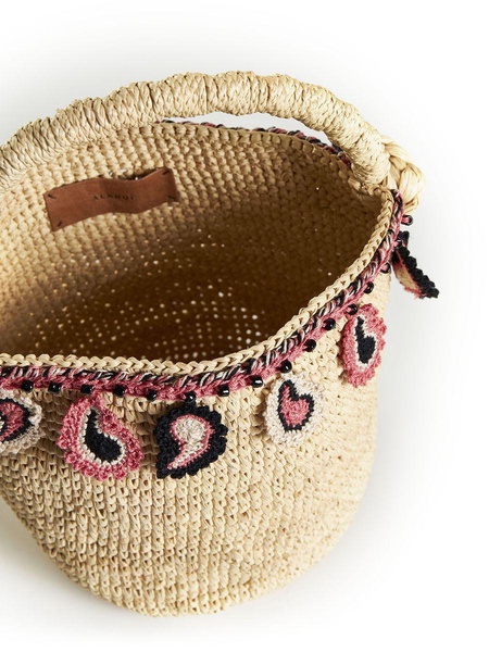 Alanui Paisley Raffia Bucket Bag