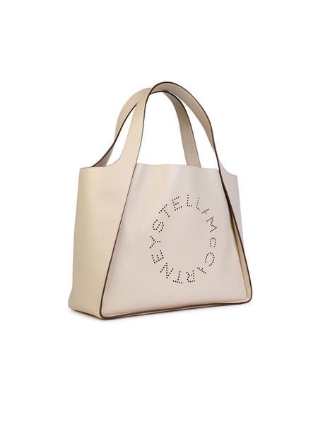 Stella Mccartney Logo Tote Bag In Almond White 'Alter Mat' Women