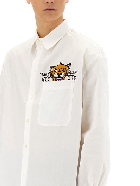 COTTON POPLIN "HAPPY TIGER" CASUAL SHIRT