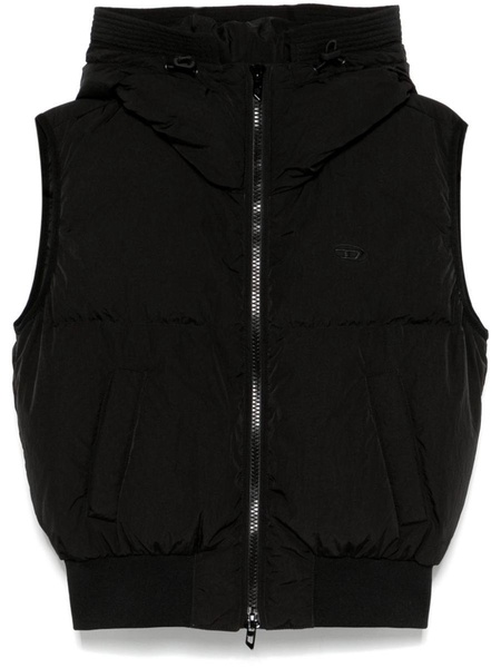 Diesel W-Peyt-Ssl-New-P1 Hooded Down Jacket Vest In Crinkled Nylon