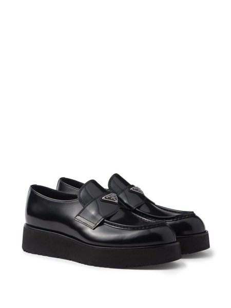 Prada Men Mocassini Platform In Pelle Spazzolata