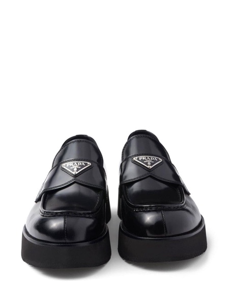 Prada Men Mocassini Platform In Pelle Spazzolata