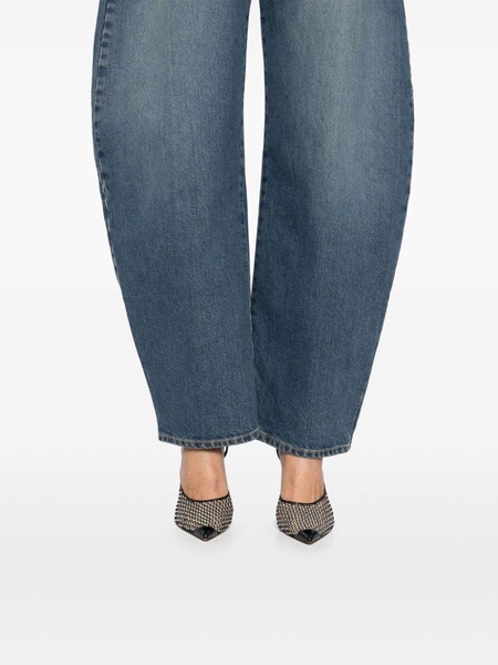 Alaïa Women Barrel-Leg Faded Denim Jeans