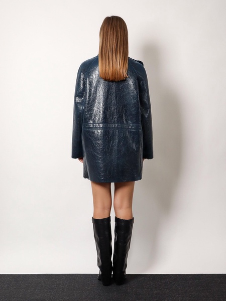 Fendi Women Fendi Blue Leather Jackets