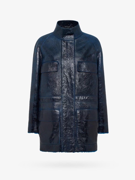 Fendi Women Fendi Blue Leather Jackets