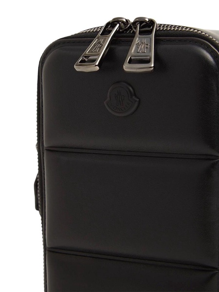 Vertical leather crossbody bag