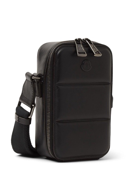 Vertical leather crossbody bag