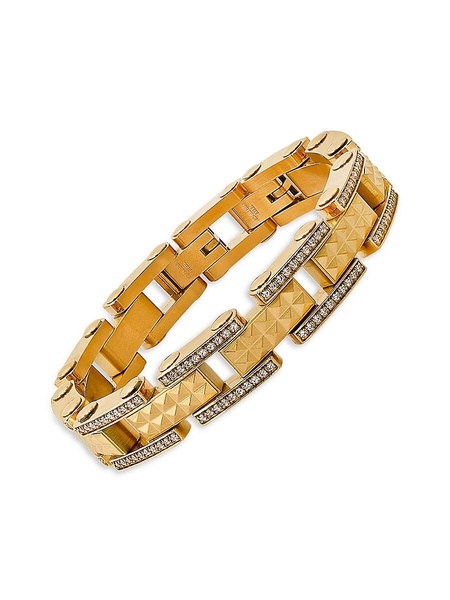18K Goldplated Stainless Steel & Simulated Diamond Stud Link Bracelet