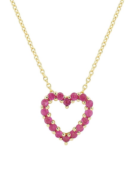 14K Yellow Gold & Ruby Heart Pendant Necklace