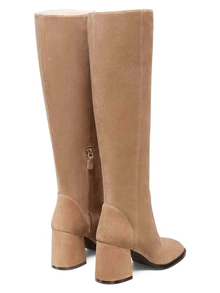 Nola 75MM Block Heel Suede Knee High Boots