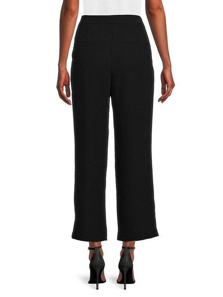 Pleated Straight Cropped Wide Leg Pants