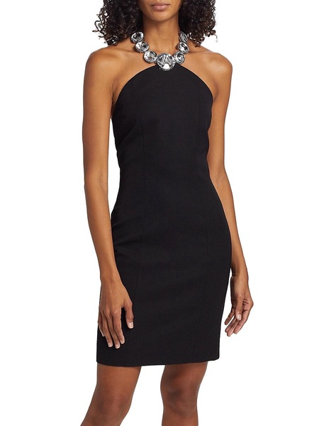 Crystal Halterneck Wool Minidress