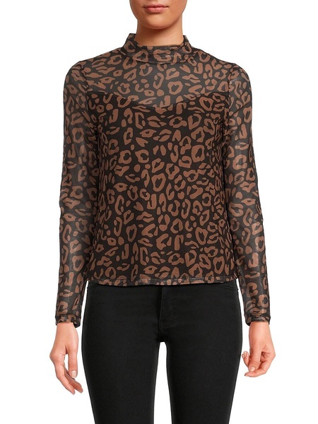Leopard Print Mesh Top