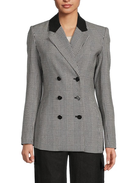 Glen Plaid Double Breasted Blazer