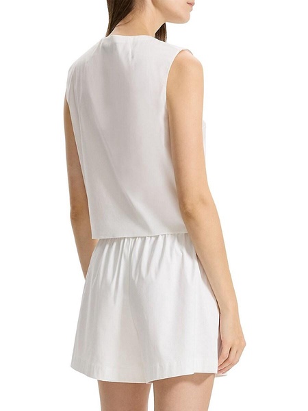 Sleeveless Cotton-Blend Crop Shell Top