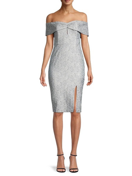 Jacquard Off Shoulder Sheath Dress
