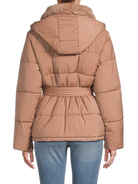 Faux Fur Collar Hooded Puffer Jacket